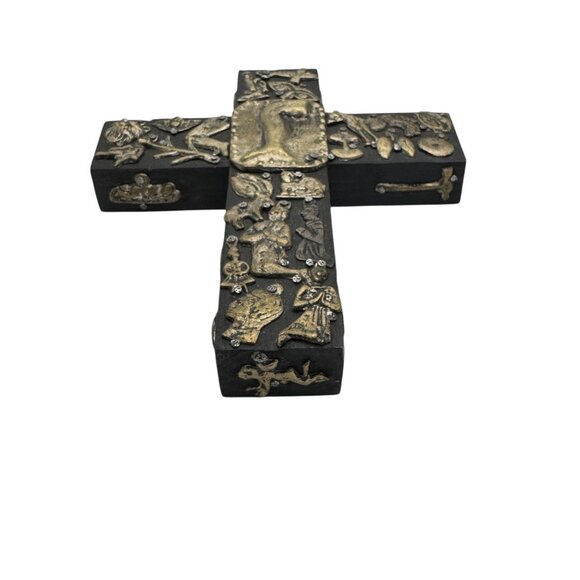 Vintage Signed Estela Ogazon 3D Milagros Wood Cross Mexican Folk Art - Picture 8 of 14